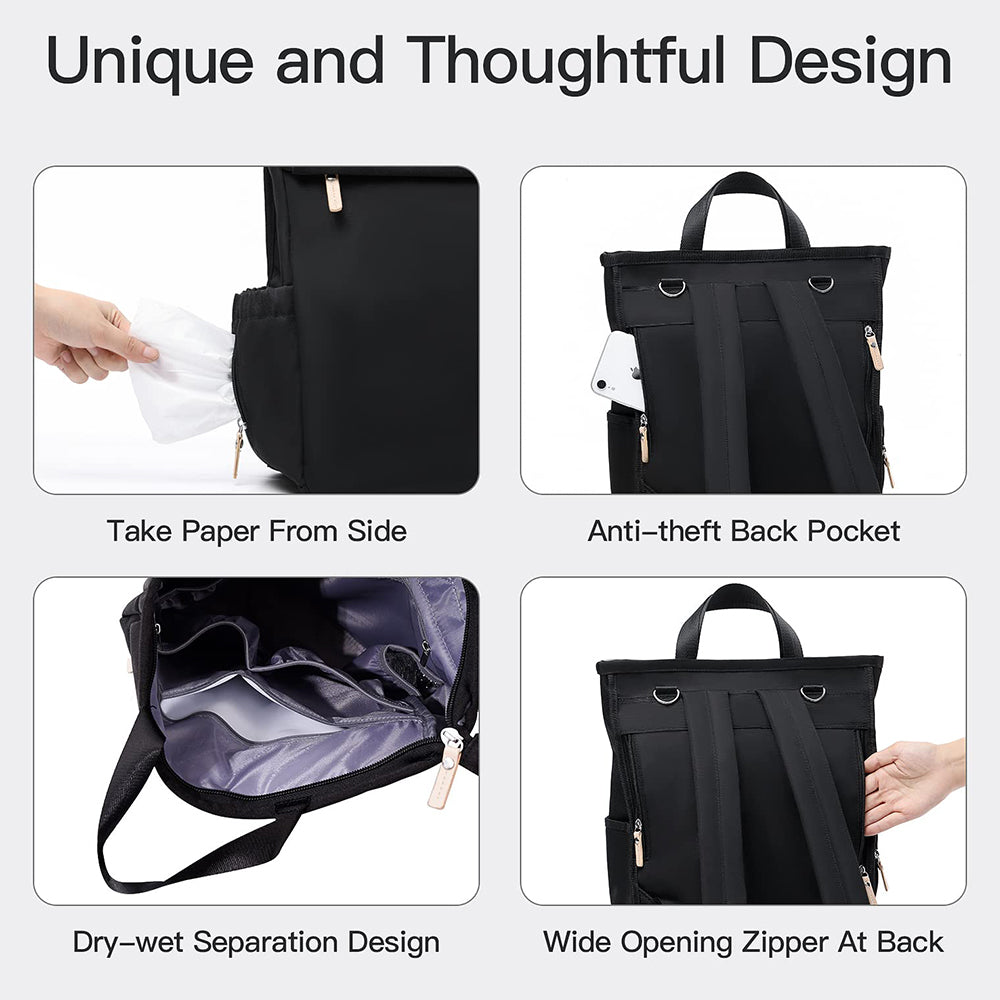 Dollcini Fekete Baba Hátizsák – Vízhatlan, Nagy Kapacitású Pelenkázó