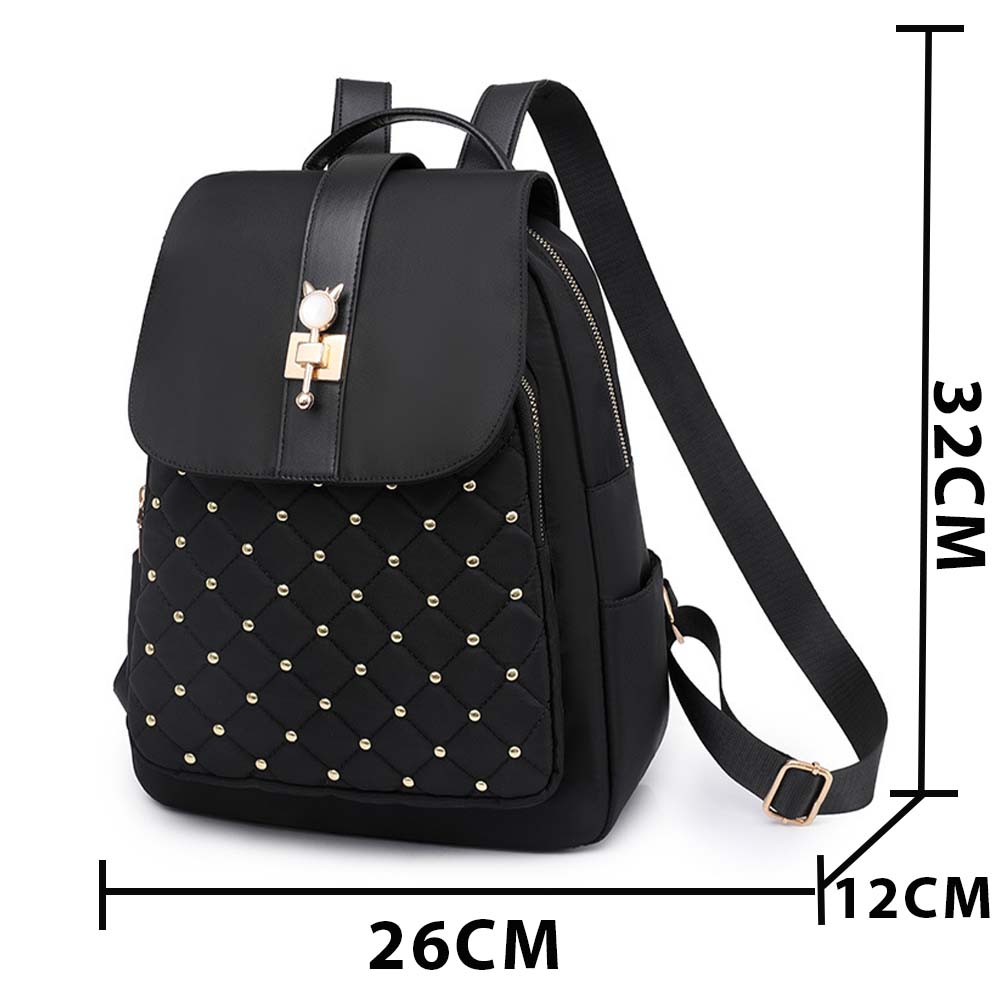 Dollcini Lopásgátló Nylon Hátizsák – Nagy Kapacitású Campus Hátizsák, Arany díszítéssel