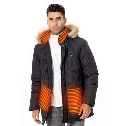 Dollcini Férfi Fűthető Kabát – Vízálló, Kapucnis, 9 Fűtőelemmel [A powerbankot külön kell megvásárolni]