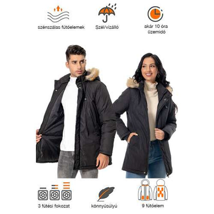 Dollcini Férfi Fűthető Kabát – Vízálló, Kapucnis, 9 Fűtőelemmel [A powerbankot külön kell megvásárolni]