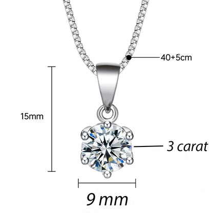 Dollcini Moissanit Nyaklánc – 3 Karátos, 925 Ezüst Pasziánsz Medál Nőknek