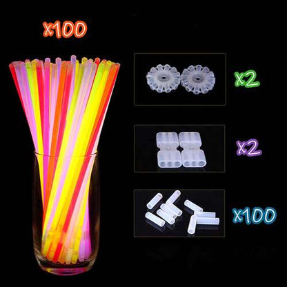 Dollcini 100 db-os Világító Pálcika Szett – Bulikra, Fesztiválra