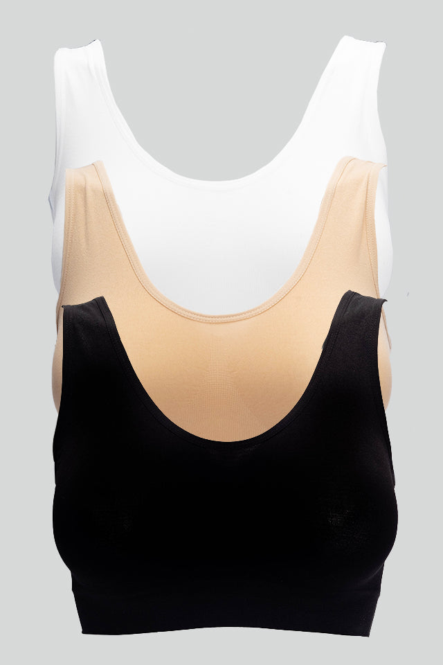 Dollcini Varrás Nélküli Női Sportmelltartó - 95% Pamut, Kényelmes, 3 db-os Csomag