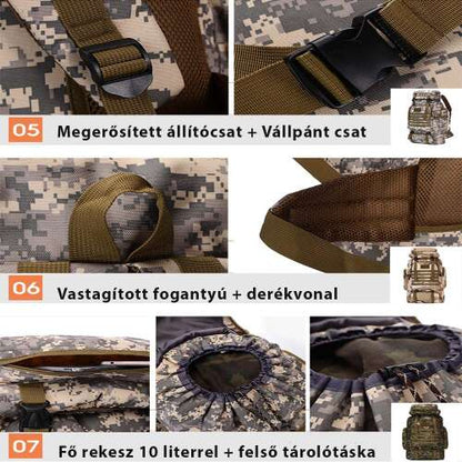 Dollcini Katonai Stílusú Férfi Túrahátizsák – 80L, Vízálló