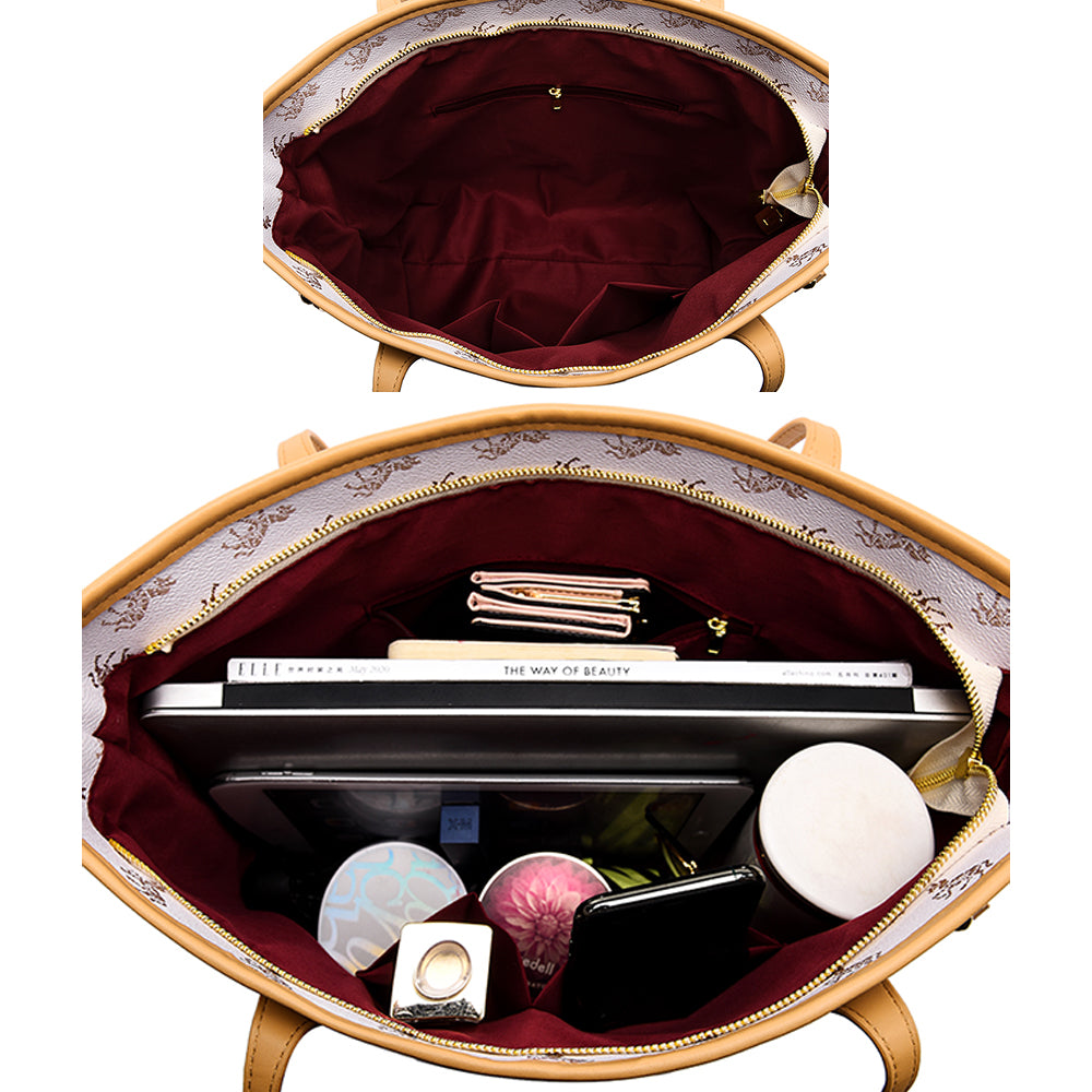 Dollcini Mintás Női Műbőr Tote Táska – Lovas Motívummal, Fehér